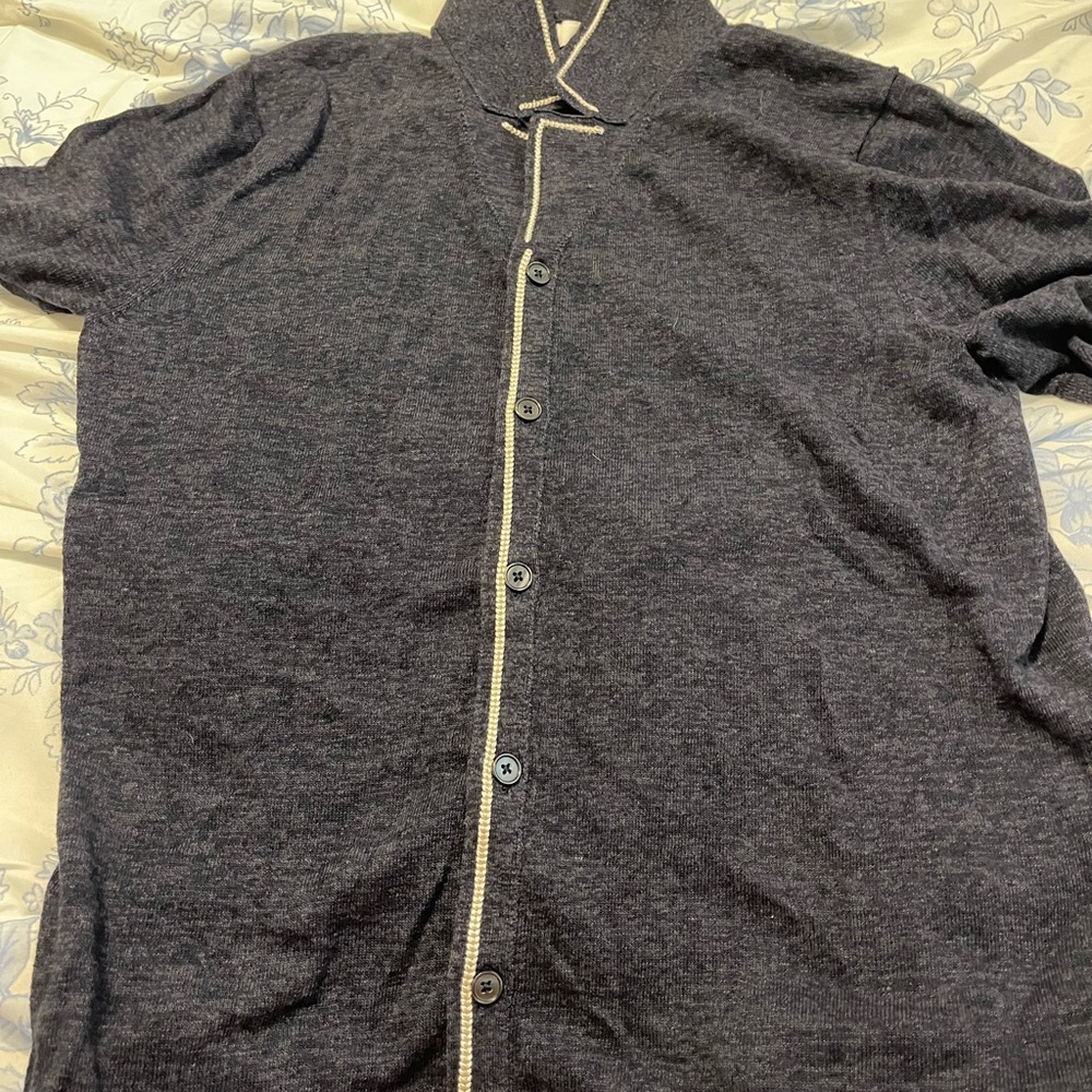 Reiss Charcoal Gray Shirt with Cream Trim